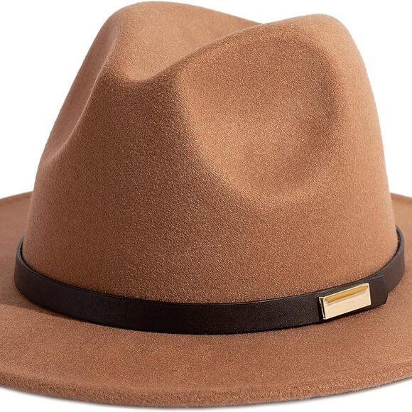 Fedora Hats for Men Wide Brim Panama Hat with Classic Belt - Picture 1 of 6